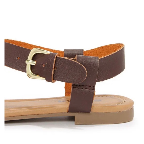 SODA • Borgo Brown/Tan Ankle Strap Flat Sandals - Picture 5 of 16